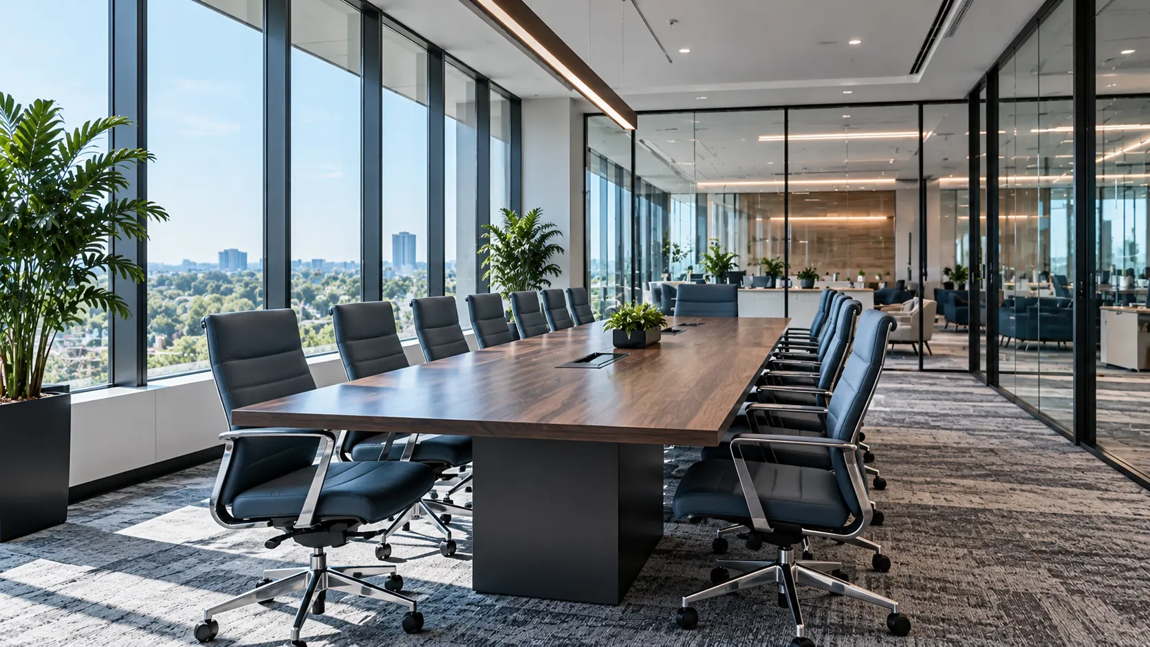 Illustrative modern conference and workspace